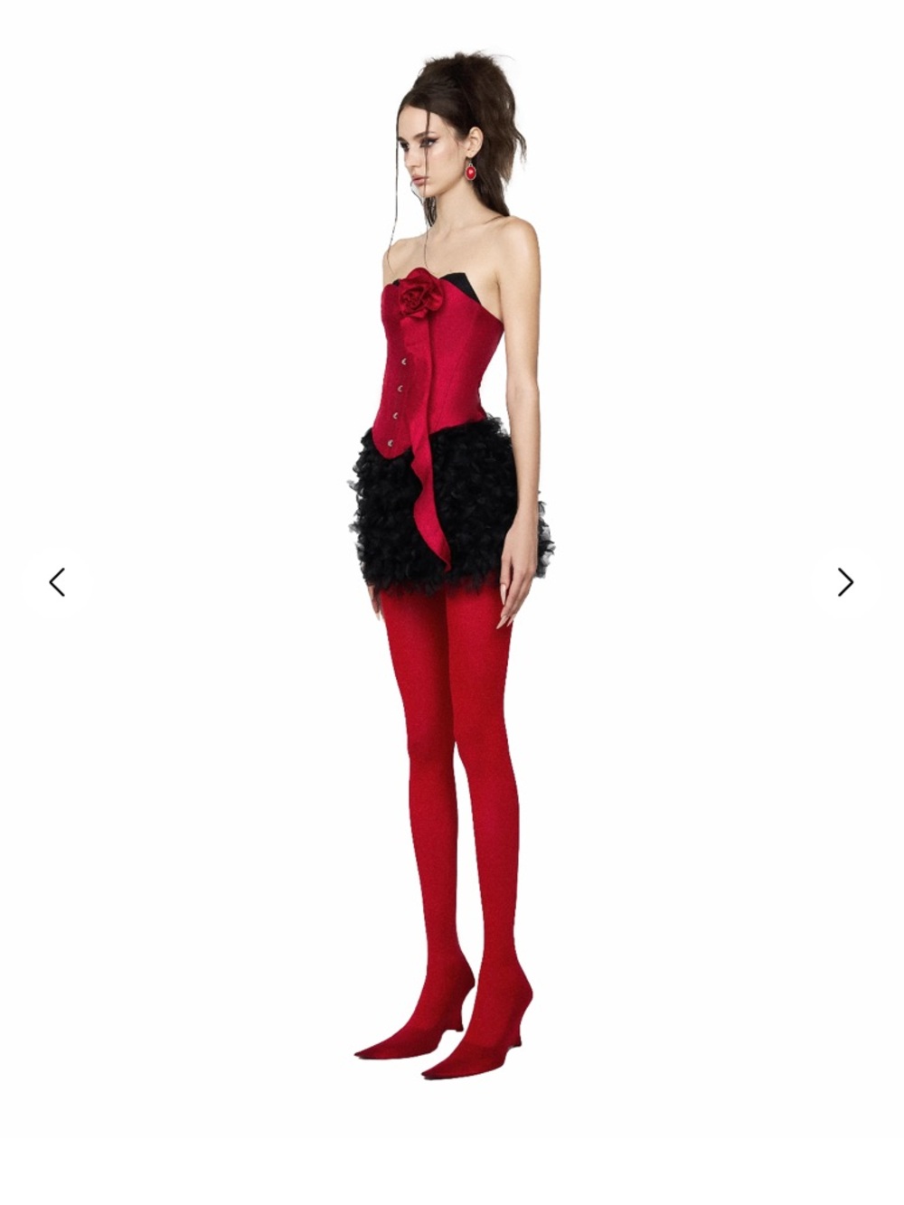Lsoul Red Strapless Corset Top and skort set